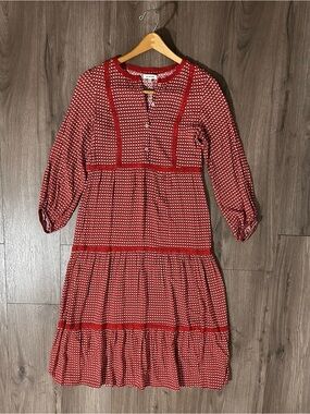 Max Studio Red Tiered Button Front Maxi Dres